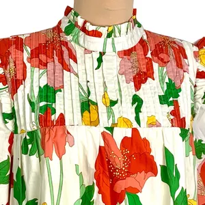 Think Of Me Cottagecore Floral Shift Dress Bodice Ruffled Collar Puff Sleeves L thumbnail 3