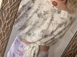 These Three Boutique Balloon Sleeve Tie back Top thumbnail 3