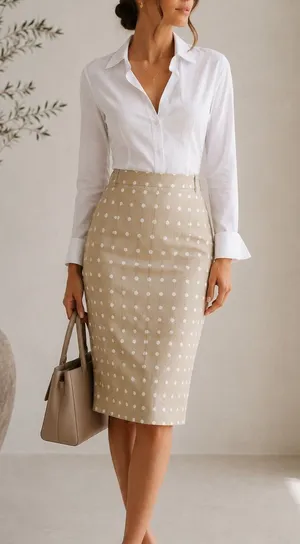 Vintage Newport News 100% Silk Polka Dot Midi Skirt Size 6 Quiet Luxury thumbnail 1