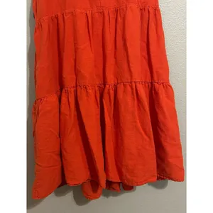 American Eagle Orange Cotton Linen Halter Neck Tiered Dress Women’s Size Medium thumbnail 4