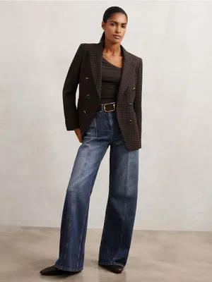 REISS Felicity Stretch-Cotton Asymmetric-Neck Top in Chocolate Brown Size Small thumbnail 7
