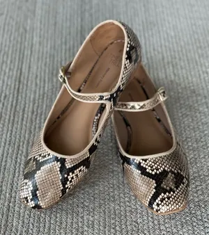 Time and Tru Black Brown White Snakeskin Square Toe Maryjane Ballet Flats Sz 8 thumbnail 1