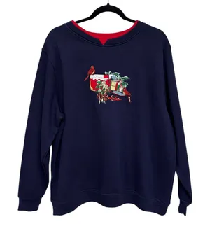 NEW Deadstock Vintage Holiday Cardinal Crewneck Sweatshirt - Size L thumbnail 1