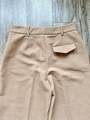Zara High Waist Wide Leg Work Trouser Pants in Camel Brown Tan Office Size S NWT thumbnail 10