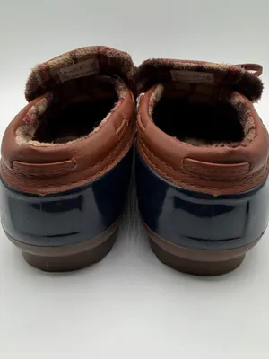 Jessica Carlyle Helene Duck Rain Clogs Plaid Lined Women’s 10 Navy Brown thumbnail 4