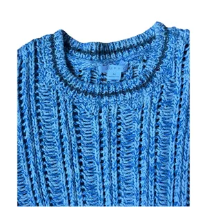 Duffy Loose Knit Pointelle Open Stitch Knitted Sweater Cotton Size M thumbnail 4