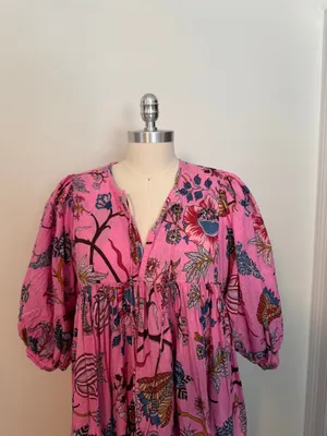 Hot Pink Floral Midi Dress thumbnail 4
