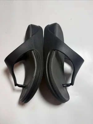 Crocs Capri Black Boca Wedge Flip Flop Sandals Lite Ride Comfort S-607 Sz 6 thumbnail 3