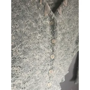 Vintage Cottage Dainty Cropped Cardigan Sweater Light Blue Ribbon Small Y2K USA thumbnail 3