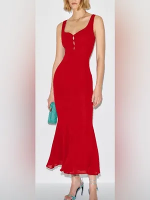 NEW REFORMATION Laine Red sleeveless midi dress sz 4 thumbnail 2