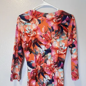 Soft‎ Surroundings Size-S Le Jardin Faux Wrap Maxi Dress Crimson Floral Print thumbnail 11