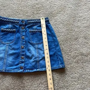 Kendall + Kylie Braided‎ High Waist Button Denim Skirt Size 26 thumbnail 4