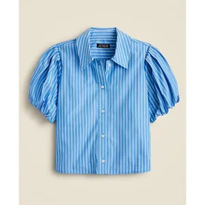 J. CREW Gamine Puff Sleeve Shirt in Stripe Size 4 thumbnail 2