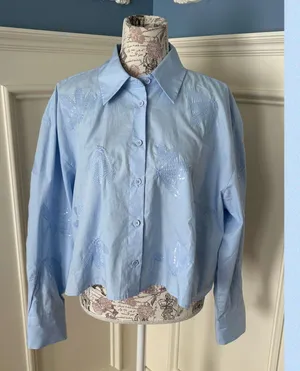 Zara NWOT Sequined Button Down Shirt thumbnail 1