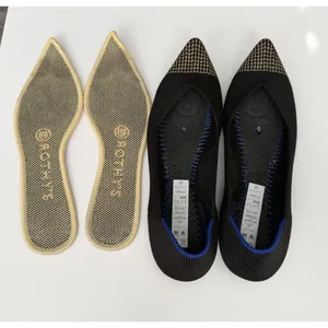 Rothy's The Point Black/Gold Embroidered Cap Toe Flats Women's Size 6 Retired thumbnail 7