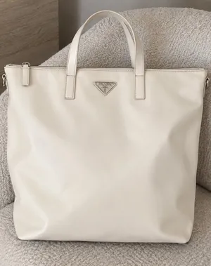 Prada White Saffiano Leather Large Tote Bag Purse WITH COA thumbnail 1