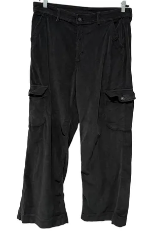 American Eagle Pants Women 16 Gray Baggy Wide Leg Cargo Super High Rise Corduroy thumbnail 1