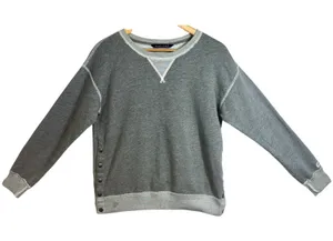 Abercrombie & Fitch Gray Colorblock Snap Side Pullover Sweatshirt Top Size Small thumbnail 1