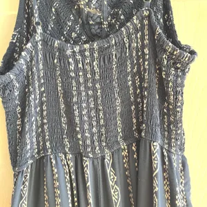 Blue Patterned Lightweight Jumpsuit with Flare BellBottoms Size Large Bohemian thumbnail 9