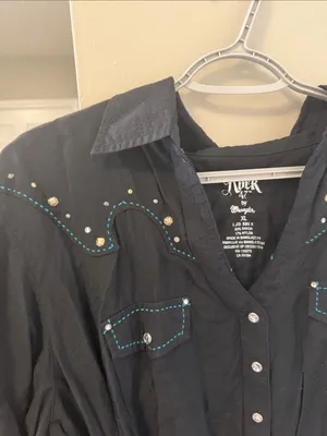 Rare Rock 47 by Wrangler Button Front Western Dress, black XL thumbnail 3