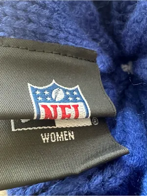 NFL Royal Blue Pom Pom Beanie with Red Buffalo Patch thumbnail 3