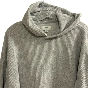Aerie Women's Gray Ribbed Hoodie Sweatshirt Size M Relaxed Fit‎ thumbnail 3