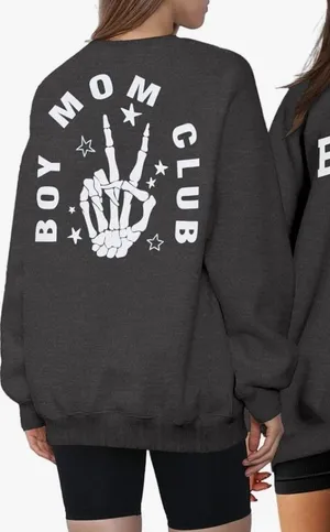 Boy Mom Club Graphic Sweatshirt - Dark Gray Size Small New thumbnail 1
