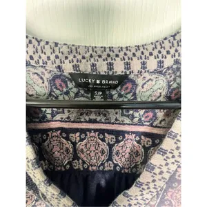 Lucky Brand Boho Patterned V-Neck High/Low Short Sleeve Shirt thumbnail 3
