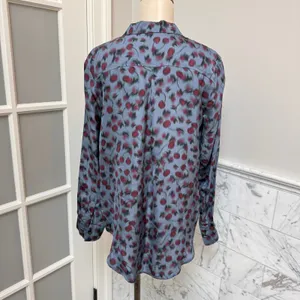 J. Crew Drapey Button-down Shirt Cherry Print Viscose Twill Blouse Small thumbnail 3