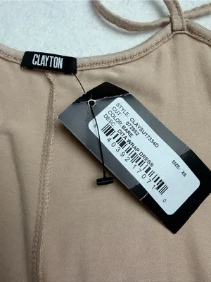 Clayton NWT Dita Wrap Maxi Dress XS Nude Beige Made USA thumbnail 4