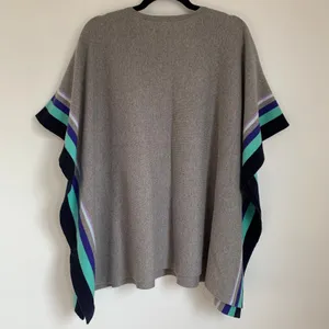 Talbots Colorblock Striped Pullover Poncho Top‎ Crew Neck OS Lagenlook Flowy thumbnail 2