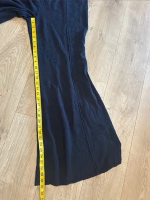 Free People knit wide-leg pants with a high-rise waist, Black, Size Large, NWOT thumbnail 6