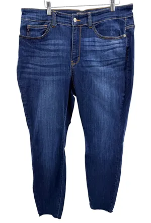 Judy Blue Womens 18W Skinny Fit Dark Wash High Rise Raw Hem Jeans JB82201DK-PL thumbnail 1