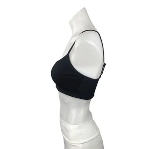 Weekday Ophelia Black Soft Ribbed Knit Spaghetti Strap Scoop Neck Bra Size L thumbnail 2