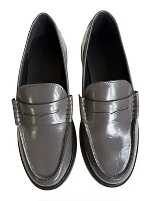 Like New Steve Madden Leather Madison Loafers Grey Size 8 thumbnail 2