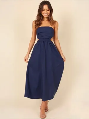 Petal + Pup Strapless Navy Cutout Maxi Dress with Bandeau Top Women’s XL thumbnail 2