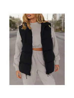 Black Puffer Vest Women Sleeveless Jacket thumbnail 6