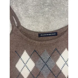 Brandy Melville Argyle Tank Top One‎ Size Brown Summer Sexy thumbnail 3