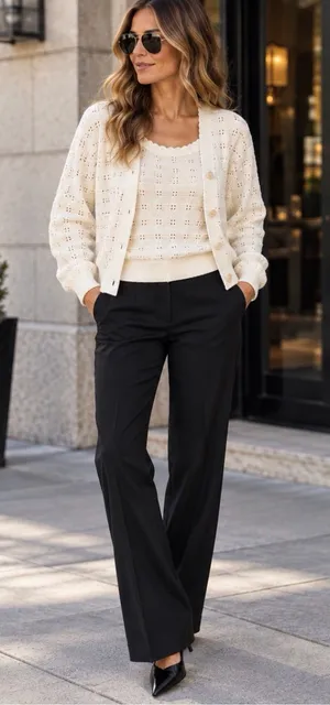 J. Crew 100% Cotton scalloped pointelle knit cardigan sweater in ivory NWOT thumbnail 1