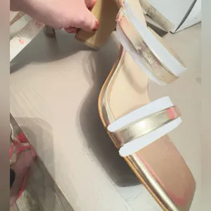 NWT THE DROP Women's Avery Square Toe Two Strap High Heeled Sandal Size 9 Gold thumbnail 13