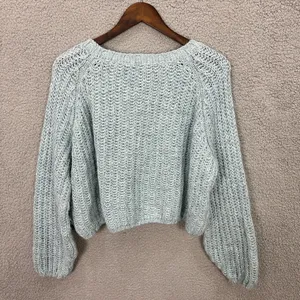 Kimchi Blue Sweater Women M Blue Crochet Pullover‎ Soft Girl Cottagecore Boho thumbnail 6