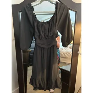 NEW Square Neck Tie Back Lantern Sleeve Ruffle A-Line Dress XL thumbnail 3