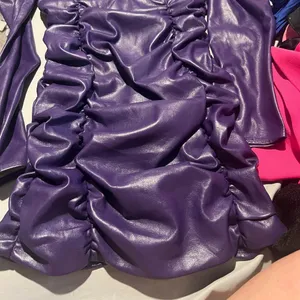 New Revolve Lovers + Friends Bardot Vegan Faux Leather Purple Mini Dress S‎ thumbnail 6