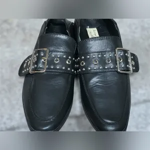 Preppy Vintage Havana Black Leather Maureen Studded‎ Buckle Loafers Women 6.5 thumbnail 8