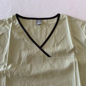 Women's Olive Green with Black Edging Silky Two Piece Scrub Set Size XL #260641 thumbnail 4