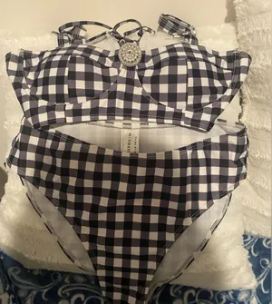 Black and White Bikini Size S-Top 34 B Cup M Bottom thumbnail 1