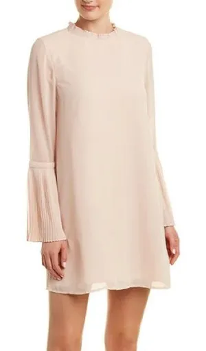 Cupcakes and Cashmere Malina pleated detail chiffon shift dress in tea rose sz S thumbnail 1
