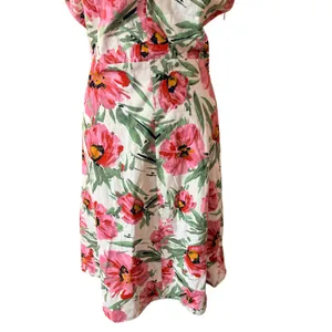 Tahari Floral Midi Dress Womens 12 Pink New Sleeveless Linen Blend Collared‎ thumbnail 10