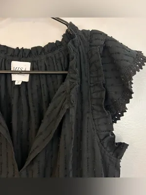 Misa Lillian Black Sleeveless Ruffle Eyelet V-neck Tiered Mini Dress Size Small thumbnail 8