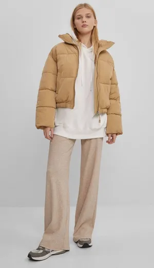 nwt camel puffer padded jacket Bomber thumbnail 5